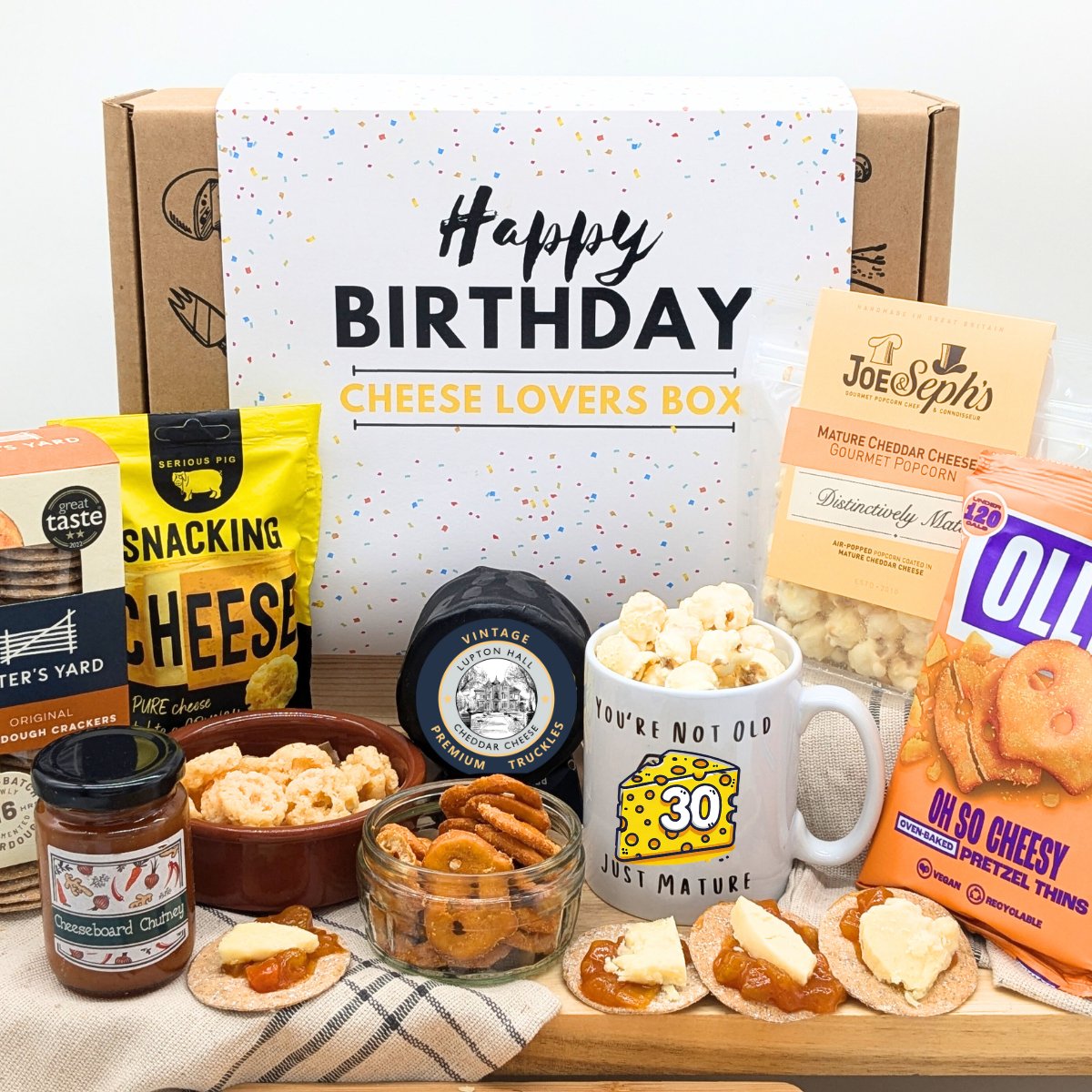 30th Birthday Present Cheese Gift Box Hamper | Happy Birthday - Cheese Hamper