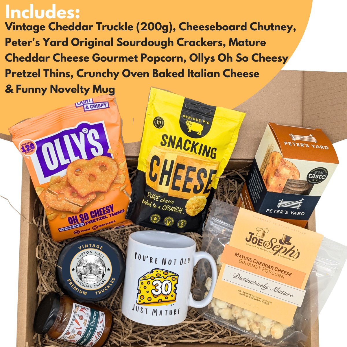 30th Birthday Present Cheese Gift Box Hamper | Happy Birthday - Cheese Hamper