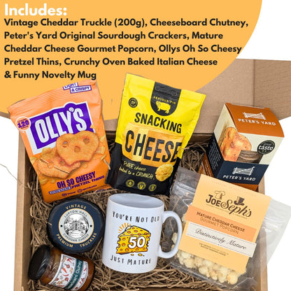 50th Birthday Present Cheese Gift Box Hamper | Happy Birthday - Cheese Hamper