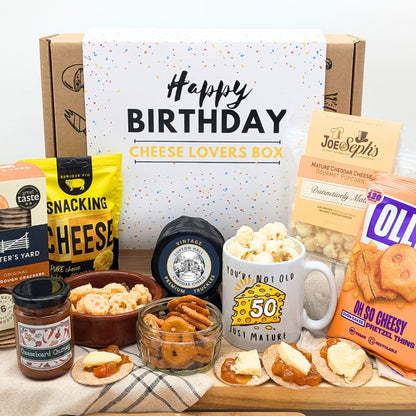 50th Birthday Present Cheese Gift Box Hamper | Happy Birthday - Cheese Hamper