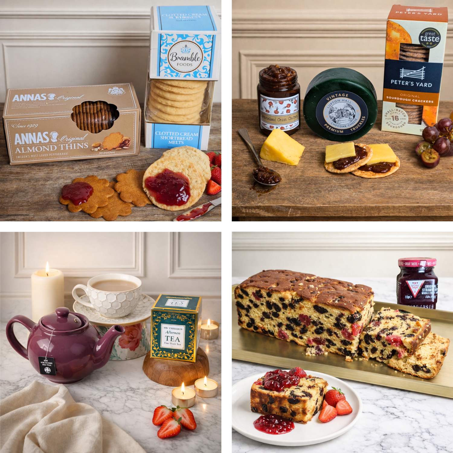 Luxury afternoon tea hamper selection with traditional treats