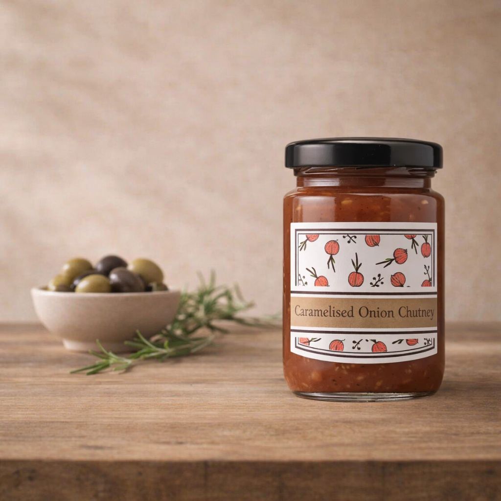Caramelised Onion Chutney 110g jar - vegan friendly gourmet chutney