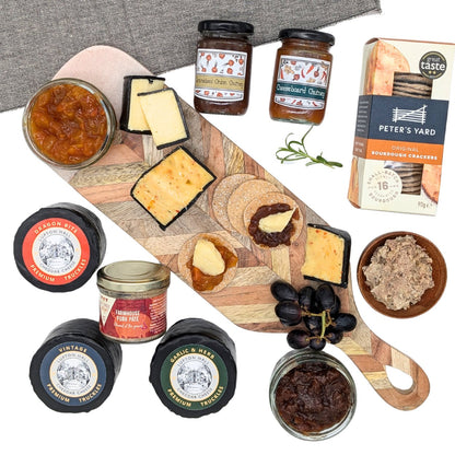 Cheese & Pate Gift Box Hamper | 3 Cheese Truckle, Pâté, 2 Chutneys and Crackers Gourmet Food Lovers - Cheese Hamper