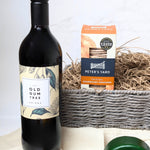 A bottle of Old Gum Tree Shiraz (75cl), a smooth Australian red wine with deep, fruity notes, perfectly paired with artisan cheeses.