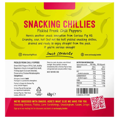 Snacking Chillies Crunchy Spicy Green Pickled Frenk Chillies (40g) - Cheese Hamper